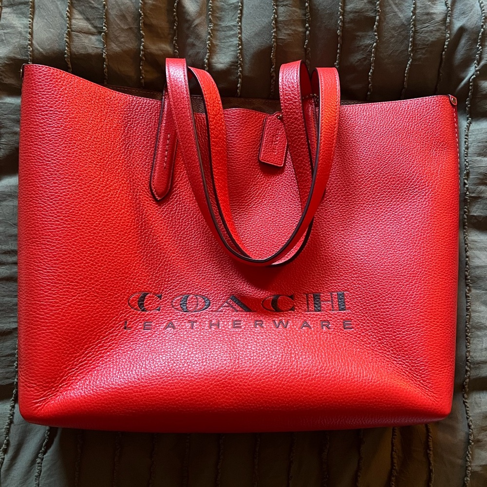Coach Red Structured Leather Tote